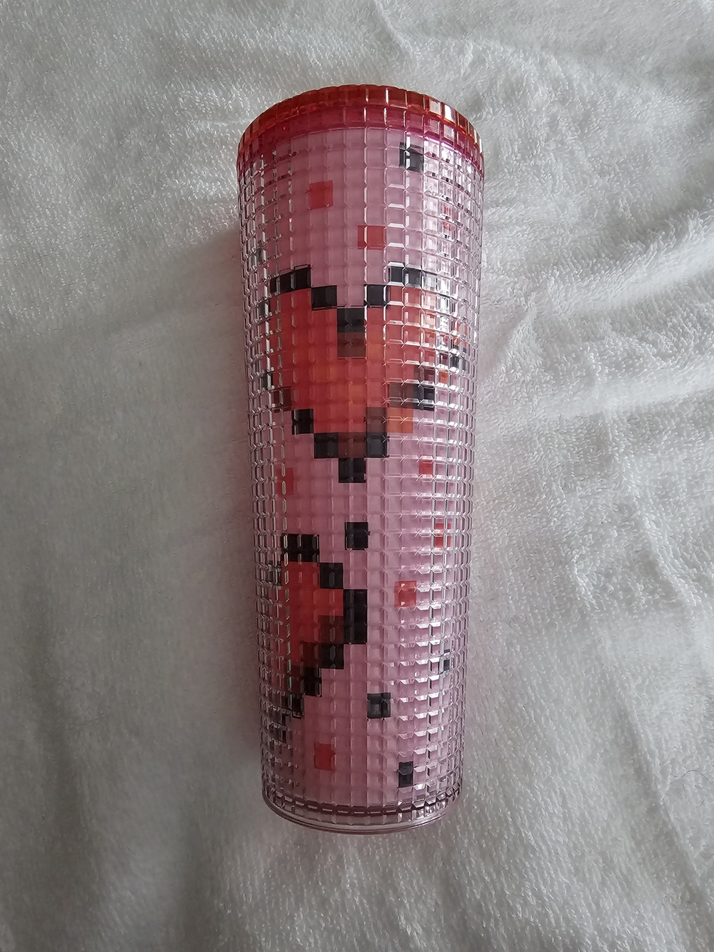 2025 Valentine's Starbucks Pink and Red Heart Mosaic Gamer Pixel Pixelated Cup